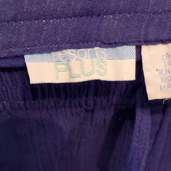 Resorts Plus Womens Sz Large True Blue Crepe Pants Drawstring - Picture 7 of 9